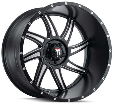 (Clearance - No Returns) 22x12 American Truxx AT162 Vortex Gloss Black Milled (* May Require Trimming) 6x5.5/139.7 -44mm