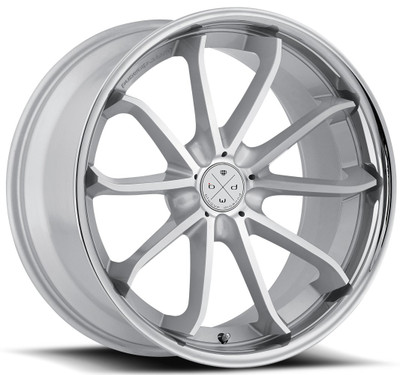 22x9 Blaque Diamond BD-23 Gloss Silver w/ Chrome Stainless Steel Lip (CUSTOM) 22x9 Blaque Diamond BD-23 Gloss Silver w/ Chrome Stainless Steel Lip (CUSTOM)