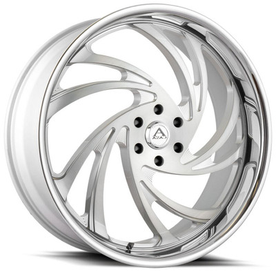24x10 AZAD AZ DRIP Brushed Silver w/ Chrome Stainless Steel Lip 6x5.5/139.7 25mm