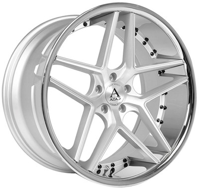 20x9 AZAD AZ1029 Silver Brushed w/ Chrome Stainless Steel Lip 5x4.5/114.3 35mm 20x9 AZAD AZ1029 Silver Brushed w/ Chrome Stainless Steel Lip 5x4.5/114.3 35mm