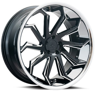 20x9 AZAD AZ1101 Gloss Black Machined w/ Chrome Stainless Steel Lip 5x120 35mm 20x9 AZAD AZ1101 Gloss Black Machined w/ Chrome Stainless Steel Lip 5x120 35mm