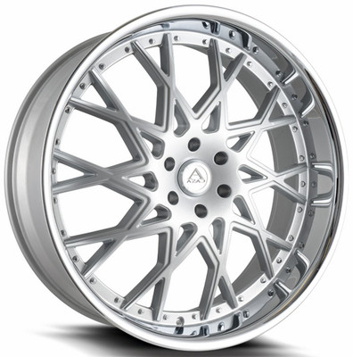 22x9.5 AZAD AZ822 Brushed Silver w/ Chrome Stainless Steel Lip 5x115 15mm 22x9.5 AZAD AZ822 Brushed Silver w/ Chrome Stainless Steel Lip 5x115 15mm