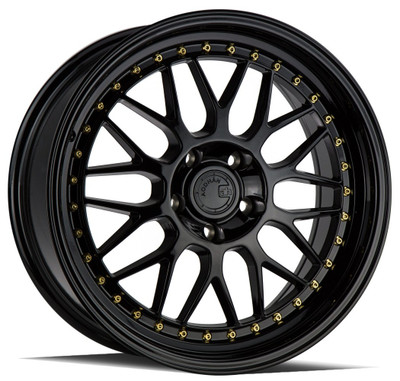 18x9.5 Aodhan AH02 Gloss Black w/ Gold Rivet 5x100 35mm 18x9.5 Aodhan AH02 Gloss Black w/ Gold Rivet 5x100 35mm