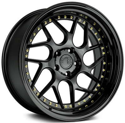 18x9.5 Aodhan DS01 Gloss Black w/ Gold Rivet 5x100 35mm