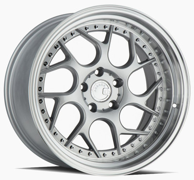 18x8.5 Aodhan DS01 Silver Machined Lip w/ Chrome Rivets 5x4.5/114.3 30mm