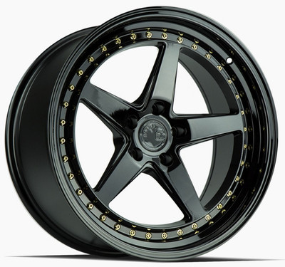 18x9.5 Aodhan DS05 Gloss Black w/ Gold Rivets 5x4.5/114.3 15mm 18x9.5 Aodhan DS05 Gloss Black w/ Gold Rivets 5x4.5/114.3 15mm