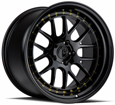 18x9.5 Aodhan DS06 Gloss Black w/ Gold Rivets 5x100 35mm