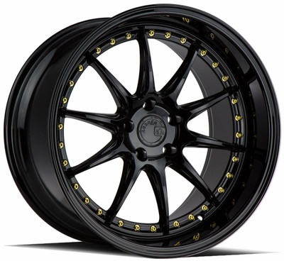 18x10.5 Aodhan DS07 Gloss Black w/ Gold Rivets 5x4.5/114.3 22mm 18x10.5 Aodhan DS07 Gloss Black w/ Gold Rivets 5x4.5/114.3 22mm