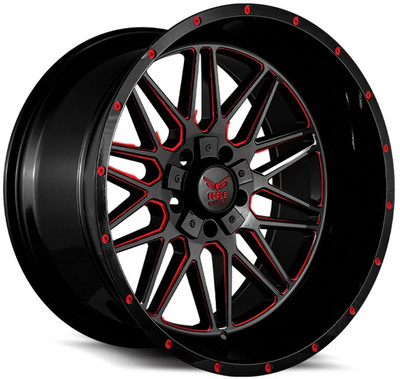 20x10 Force Off-Road F44 Gloss Black Red Milled 5x5.5/139.7 5x150 -12mm 20x10 Force Off-Road F44 Gloss Black Red Milled 5x5.5/139.7 5x150 -12mm