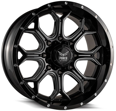 22x12 Force Off-Road F42 Gloss Black Milled (* May Require Trimming) 6x135 -44mm