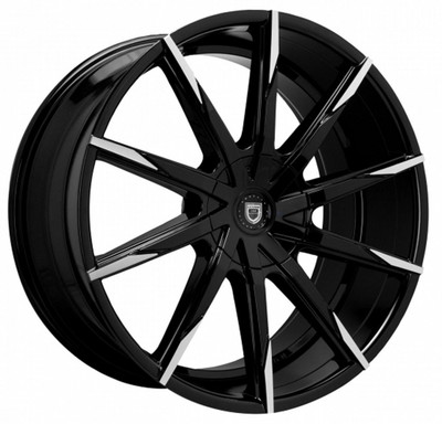 26x9.5 Lexani CSS-15 Gloss Black Machined Tips w/ Covered Cap (CUSTOM) 26x9.5 Lexani CSS-15 Gloss Black Machined Tips w/ Covered Cap (CUSTOM)