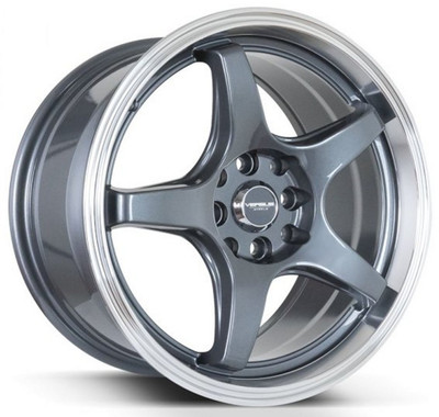 17x8 Versus VS005 Gunmetal w/ Machined Lip 4x100 4x4.5/114.3 35mm