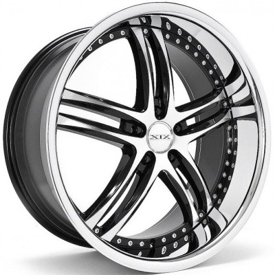 22x10.5 XIX X15 Gloss Black Machined w/ Chrome Stainless Steel Lip 5x5/127 22mm
