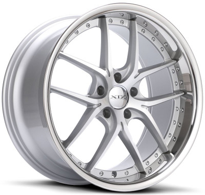 20x10 XIX X61 Silver Machined w/ Stainless Steel Lip 5x120 25mm