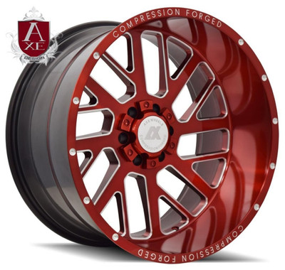 (Clearance - No Returns) 22x12 AXE Offroad AX2.2 Candy Red Milled (Compression Forged) (* May Require Trimming)  8x6.5/165 -44mm