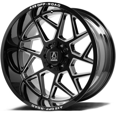 24x12 AXE Offroad Nemesis Gloss Black Double Milled (* May Require Trimming)   8x170 -44mm