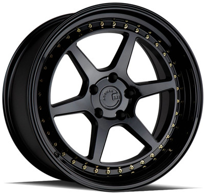 18x9.5 Aodhan DS09 Gloss Black w/ Gold Rivets (Flow Form) 5x4.5/114.3 15mm 18x9.5 Aodhan DS09 Gloss Black w/ Gold Rivets (Flow Form) 5x4.5/114.3 15mm