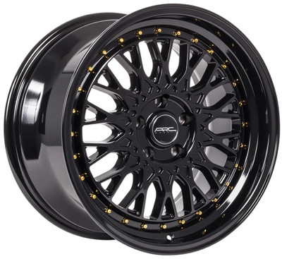 18x9.5 ARC AR1 Gloss Black w/ Gold Rivets 5x4.25/108 35mm (CUSTOM) 18x9.5 ARC AR1 Gloss Black w/ Gold Rivets 5x4.25/108 35mm (CUSTOM)