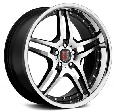 18x8 MRR RW2 Cinque Black/Machined (Chrome Stainless Steel Lip) (CUSTOM 2-3 weeks)