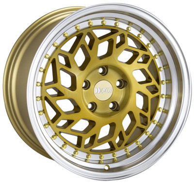 (Clearance - No Returns) 18x8.5 1R R32 Brushed Gold w/ Polished Lip 5x112 40mm (Clearance - No Returns) 18x8.5 1R R32 Brushed Gold w/ Polished Lip 5x112 40mm