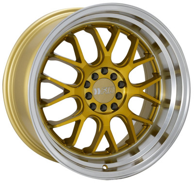 18x9.5 F1R F21 v2 Machine Gold w/ Polish Lip 5x100 5x4.5/114.3 35mm