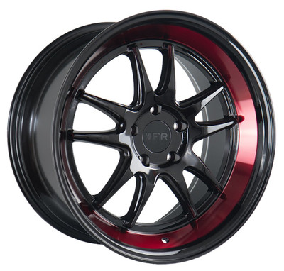 (Clearance - No Returns) 18x8.5 F1R F102 Gloss Black w/ Red Lip 5x4.5/114.3 38mm (Clearance - No Returns) 18x8.5 F1R F102 Gloss Black w/ Red Lip 5x4.5/114.3 38mm