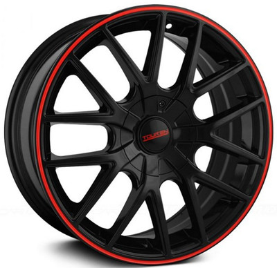 (Clearance - No Returns) 20x8.5 Touren TR60 Gloss Black w/ Red Ring 5x115 5x120 20mm (Clearance - No Returns) 20x8.5 Touren TR60 Gloss Black w/ Red Ring 5x115 5x120 20mm