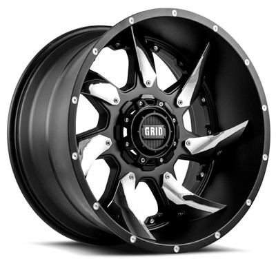 20X10 GRID Off-Road GD1 Matte Black w/ Chrome Insert  6x135 6x5.5/139.7 -25mm-1699994068