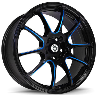 17x7 Konig Illusion Gloss Black w/ Ball Cut Blue 5x100 40mm