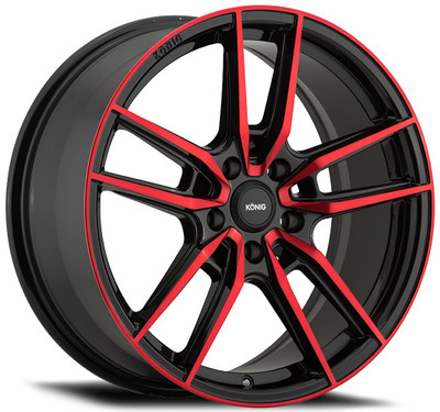 19x8.5 Konig Myth Gloss Black w/ Red Tinted Clear Coat 5x4.5/114.3 40mm 19x8.5 Konig Myth Gloss Black w/ Red Tinted Clear Coat 5x4.5/114.3 40mm