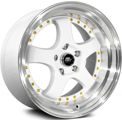 17x9 MST MT07 White w/ Machined Lip Gold Rivets 5x4.5/114.3 20mm 17x9 MST MT07 White w/ Machined Lip Gold Rivets 5x4.5/114.3 20mm