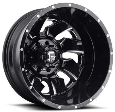 (Clearance - No Returns) 20x8.25 Fuel Off-Road Cleaver Gloss Black Milled Dually Rear Outer D574 8X170 -227MM 125.1 C.B. (Clearance - No Returns) 20x8.25 Fuel Off-Road Cleaver Gloss Black Milled Dually Rear Outer D574 8X170 -227MM 125.1 C.B.