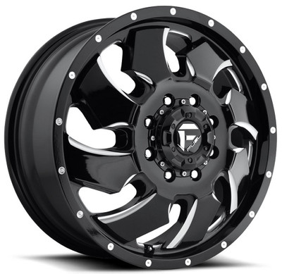 20x8.25 Fuel Off-Road Cleaver Gloss Black Milled Dually Front D574 8X200 105MM 142.0 C.B. 20x8.25 Fuel Off-Road Cleaver Gloss Black Milled Dually Front D574 8X200 105MM 142.0 C.B.