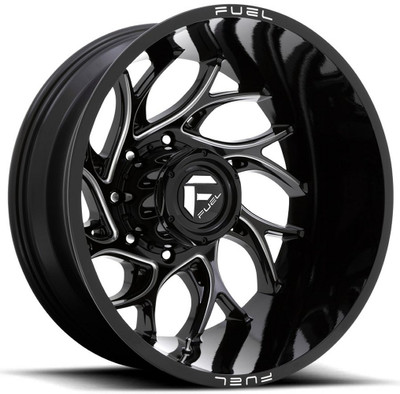 (Clearance - No Returns) 20x8.25 Fuel Off-Road Runner Gloss Black Milled Dually Rear Outer D741 8X6.5/165 -265MM 121.5 C.B. (Clearance - No Returns) 20x8.25 Fuel Off-Road Runner Gloss Black Milled Dually Rear Outer D741 8X6.5/165 -265MM 121.5 C.B.