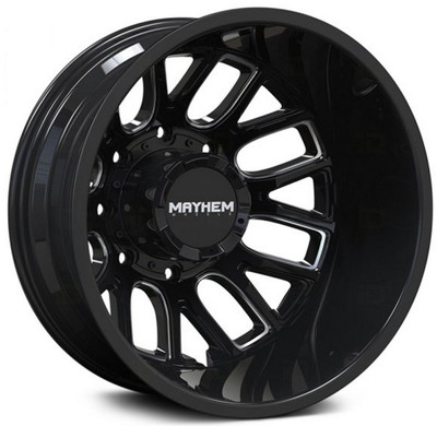 20x8.25 Mayhem Cogent Dually Rear Lifted 8107D Gloss Black w/ Milled Spokes 8X170 -232MM 124.9 C.B.