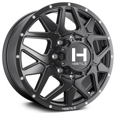 20x8.25 Hostile H402 Diablo Dually Front Asphalt 8X6.5/165 123 MM 121.6 C.B. 20x8.25 Hostile H402 Diablo Dually Front Asphalt 8X6.5/165 123 MM 121.6 C.B.
