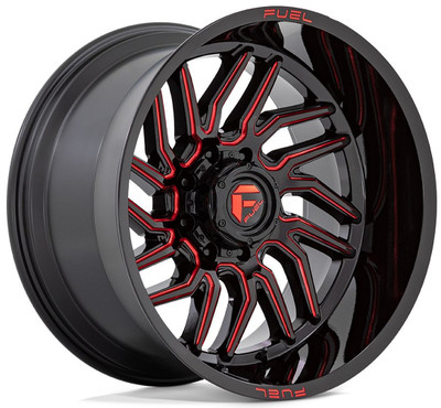 (Clearance - No Returns) 24x12 Fuel Off-Road Hurricane Gloss Black Milled w/ Red Tint D808 (* May Require Trimming) 5x5/127 -44mm