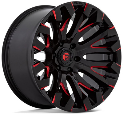 18x9 Fuel Off-Road Quake Gloss Black Milled w/ Red Tint D829 6x135 1mm