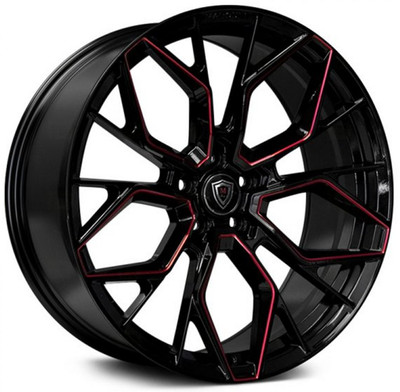 20x9 Marquee M1004 Gloss Black w/ Red Milled  5x112 33mm