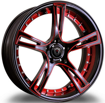 22x10.5 Marquee M3247 Gloss Black w/ Red Milled & Inner Lip 5x112 40mm 22x10.5 Marquee M3247 Gloss Black w/ Red Milled & Inner Lip 5x112 40mm