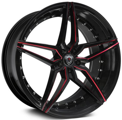 22x9 Marquee M3259 Gloss Black w/ Red Milled 5x112 35mm
