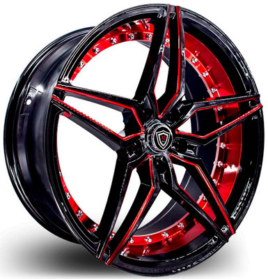 22x10.5 Marquee M3259 Gloss Black w/ Red Milled & Inner Lip 5x112 40mm 22x10.5 Marquee M3259 Gloss Black w/ Red Milled & Inner Lip 5x112 40mm