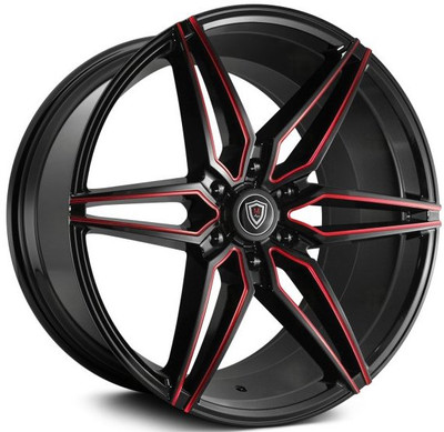 22x9.5 Marquee M3259A Gloss Black w/ Red Milled 6x135 30mm