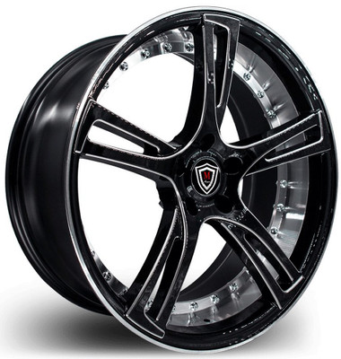 20x10.5 Marquee M3247 Gloss Black Milled & Inner Machined 5x4.5/114.3 30mm
