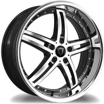 20x10.5 Marquee M5329 Gloss Black Machined w/ Chrome Stainless Steel Lip 5x115 38mm