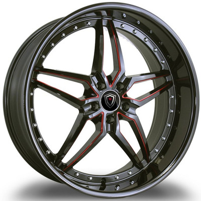 20x10.5 Marquee M5331 Gloss Black w/ Red Milled 5x115 20mm