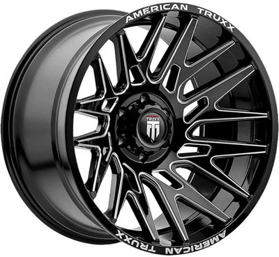 22x12 American Truxx AT1919 Evolution Gloss Black w/ Milled Spokes (* May Require Trimming) 6x5.5/139.7 -44mm