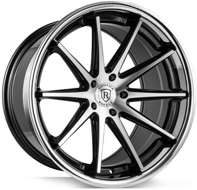 20x10 Rohana RFC10 Gloss Black Machined w/ Chrome Stainless Steel Lip (Flow Formed) (Mid Concave) 5x120 40mm 20x10 Rohana RFC10 Gloss Black Machined w/ Chrome Stainless Steel Lip (Flow Formed) (Mid Concave) 5x120 40mm