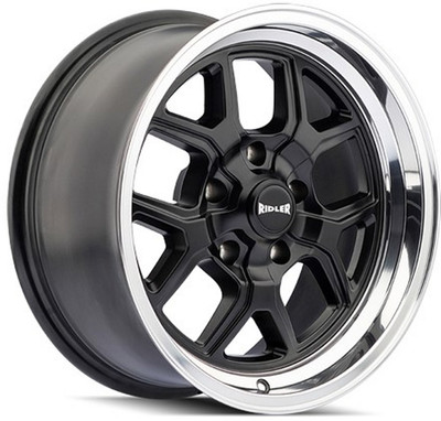 17x7 Ridler 610 Matte Black w/ Polished Lip 5x5/127 0mm 17x7 Ridler 610 Matte Black w/ Polished Lip 5x5/127 0mm