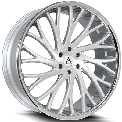 22x9.5 AZAD AZV01 Brushed Silver w/ Stainless Steel Chrome Lip 5x115 15mm 22x9.5 AZAD AZV01 Brushed Silver w/ Stainless Steel Chrome Lip 5x115 15mm